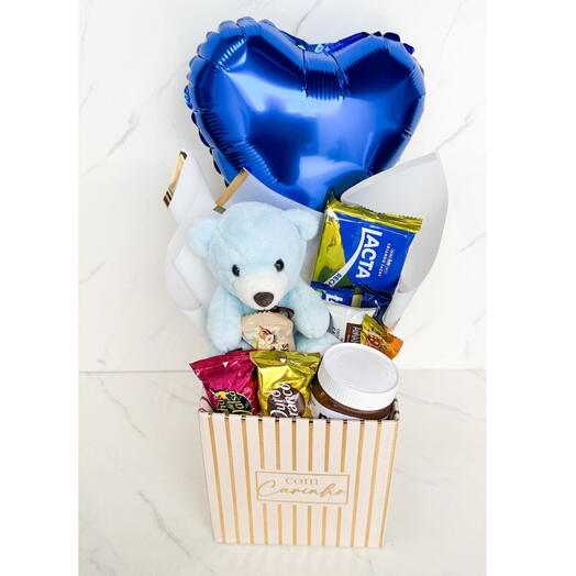 Cesta com Urso e Mix de Chocolate