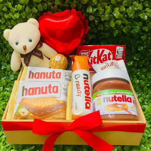 Cesta Doce Amor com Nutella e Ursinho