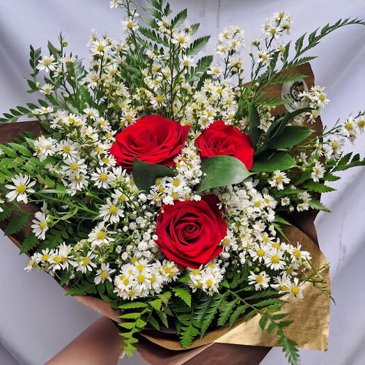 Arranjo de 3 Rosas Vermelhas