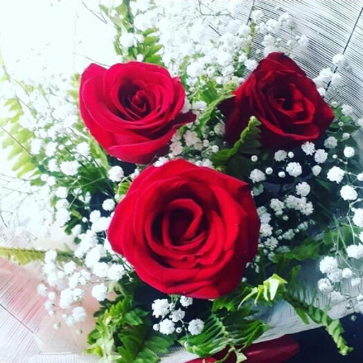 Buquê de 3 rosas vermelhas