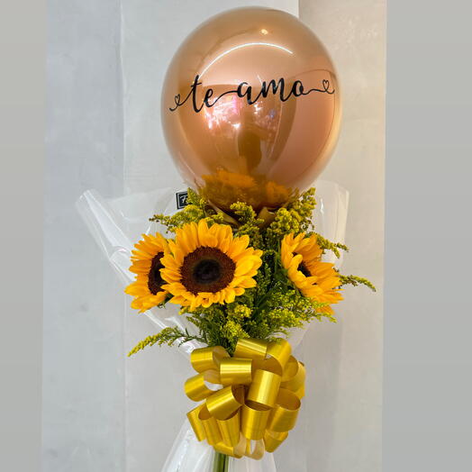 Arranjo Girassol com Mini Bubble