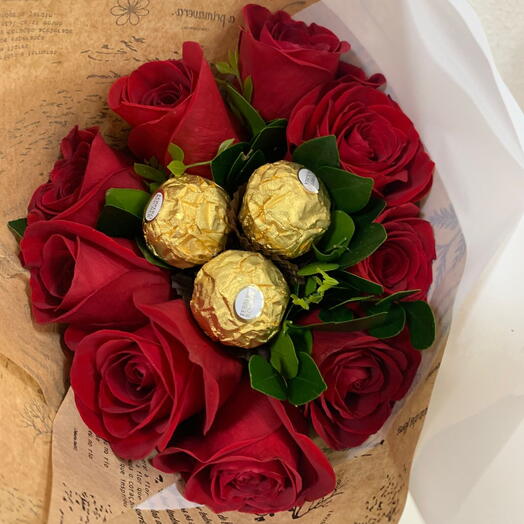 Buquê Vip de Ferrero Rocher e Rosas