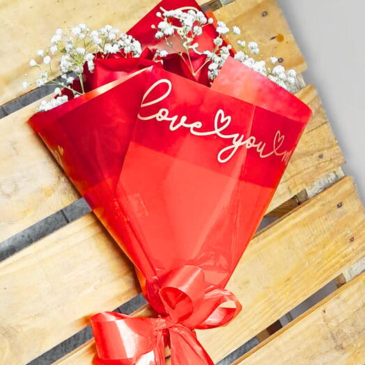 Bouquet com 3 Rosas Vermelhas