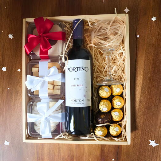 Cesta Presente Queijos e Vinho