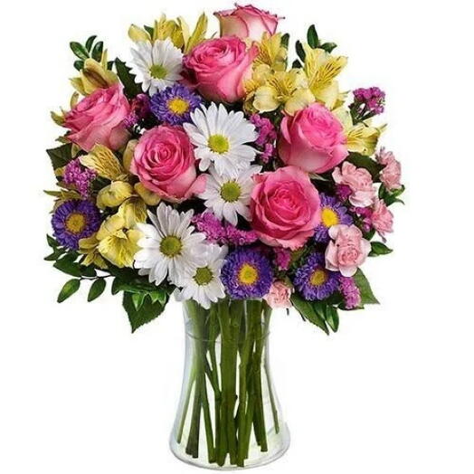 BOUQUET COLORIDO NO VIDRO