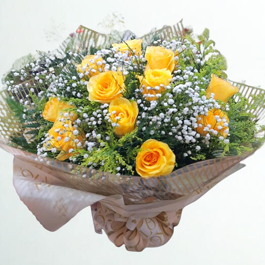 Buquê 12 Rosas Amarelo