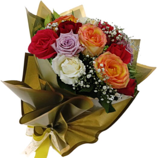 Buquê com 12 Rosas Coloridas