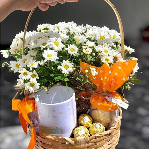 Cesta de Cafe da Tarde Dona de Margaridas (ILUSTRATIVA)