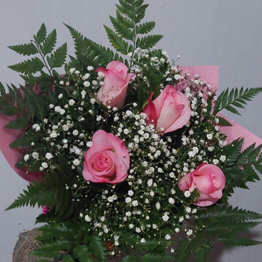 Bouquet 4 Rosas Rosa