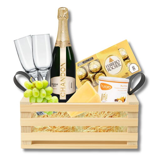 Cesta com Chandon Brut e Sabores Nobres
