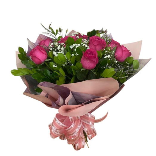 Buquê com 08 Rosas Cor de Rosa