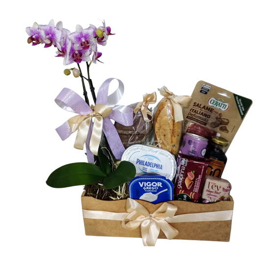 Cesta de Cafe com Orquidea