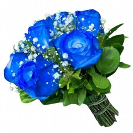 Buquê de Rosas Azuis e Chuva