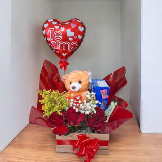 Box Presente com Rosas Naturais