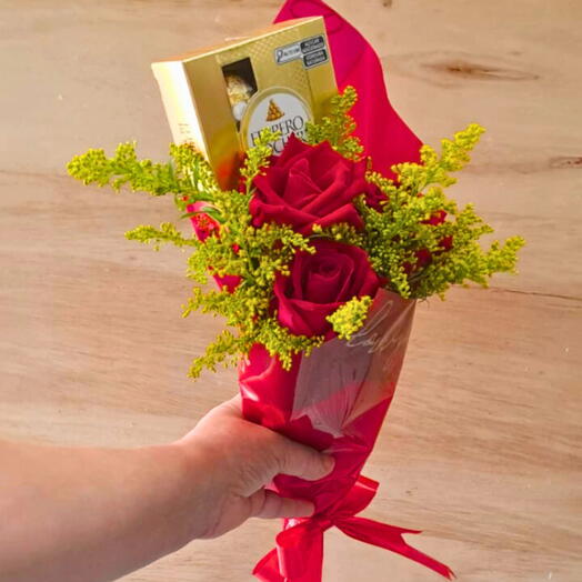 Bouquet 3 Rosas e Ferrero Rocher