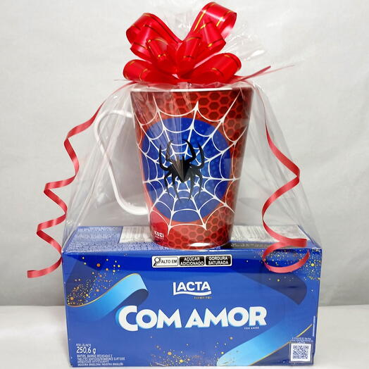 Caneca Homem Aranha e Bombons Lacta