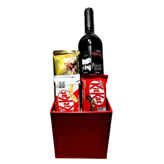 Cesta Presente Ideal com Vinho e Chocolates