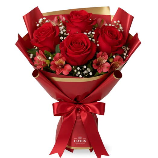 Buquê de Rosas e Astromelias (Escolher a cor)