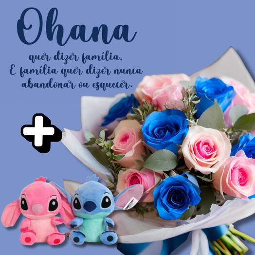 Buquê Ohana com Casal Stitch e Angel (Codigo:1411)