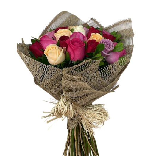 Buquê com 20 Rosas Coloridas