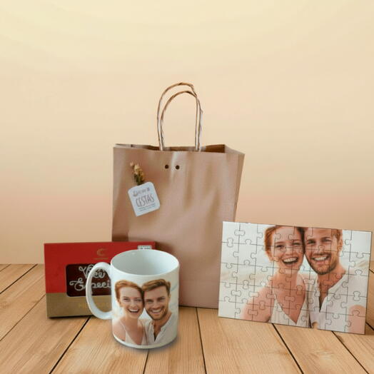 Kit Alegria - Presente Personalizado com Caneca, Quebra-Cabeça e Chocolate