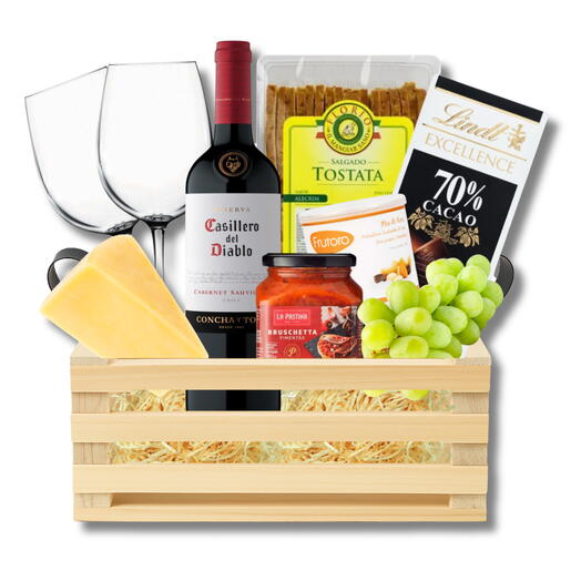 Cesta Gourmet Premium Queijos e Vinho Chileno (Cod. Produto:1153)