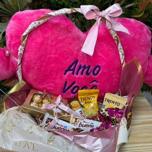 Cesta Coração Rosa G