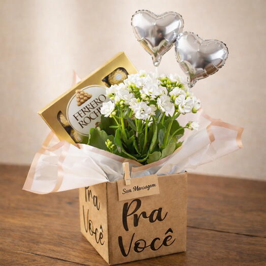 Caixa Presente Luxo - Flores, Ferreiro e Balão