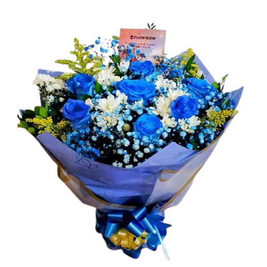 Buquê 6 Rosas Azuis