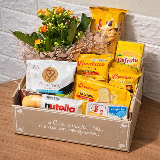 Cesta Cafe com Carinho e Kalonchoe