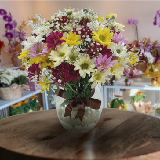 Flores Silvestres Colorido no Vidro