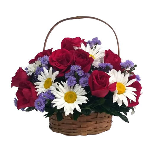 Cestas de Rosas e flores mistas