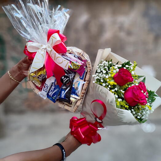 Kit Buquê e Caixa Coração