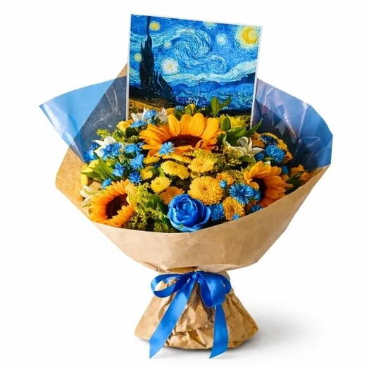 Buquê de Girassois e Flores Noite Estrelada