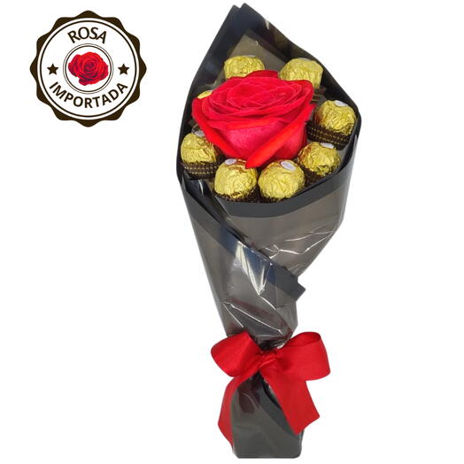 Buquê Rosa Importada e Ferrero – Unico Amor