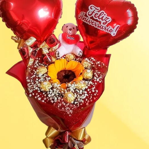 Buquê de Ferrero Rocher com Girassol