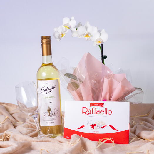 Kit Orquidea e Vinho Branco