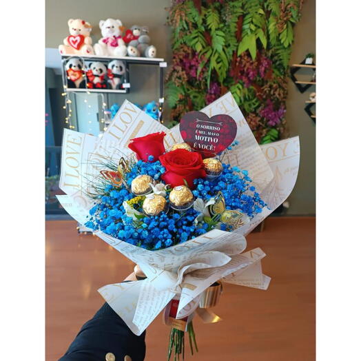 Buquê Azul com sabor de Amor
