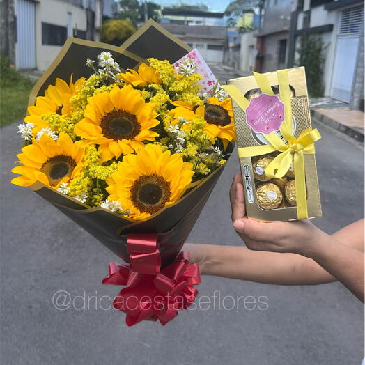 Buquê de Girassol c/ Ferrero