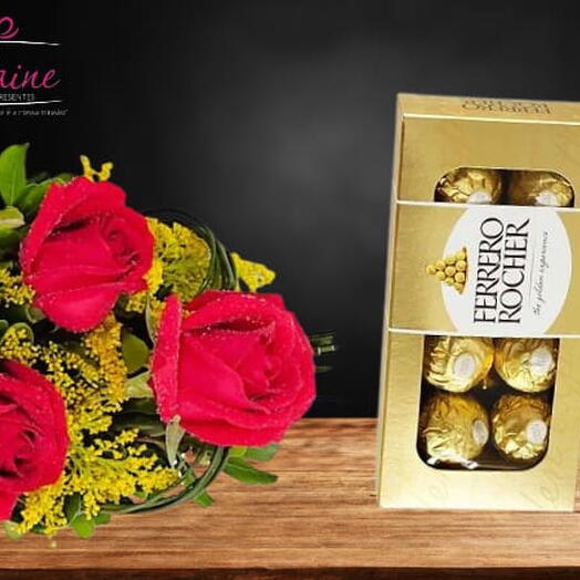 Buquê Trio + Ferrero Rocher 8 unid