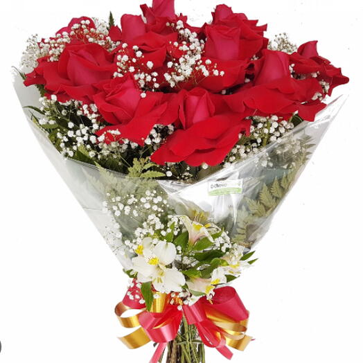 Buquê 12 Rosas Vermelhas