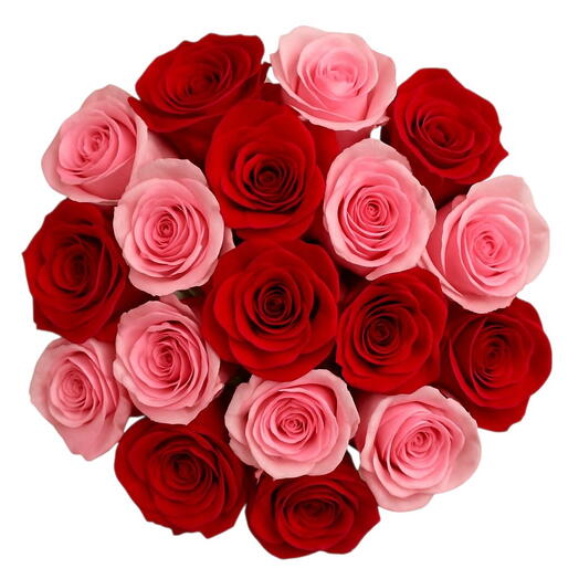 Buquê de Rosas Vermelhas e Pink no Vaso