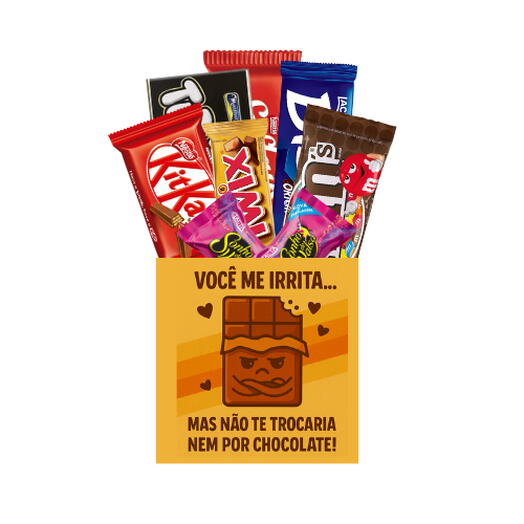 Cesta de chocolate - irmão(a), você me irrita mas não te troco nem por chocolate