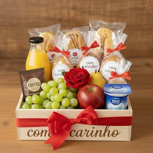 Cesta de Cafe Completa - Variedade de Doces e Salgados