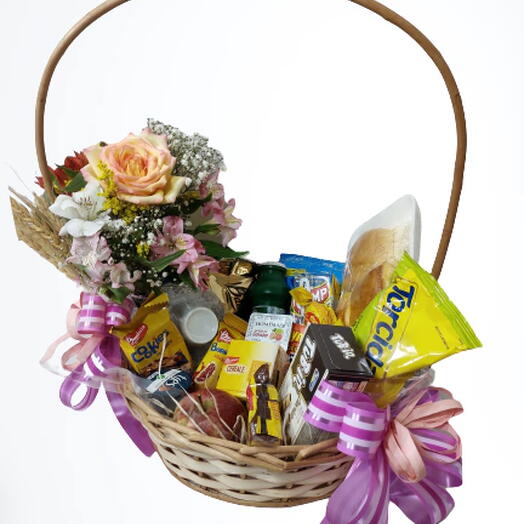 Cesta de Cafe com Flores (Baby)