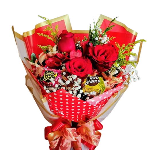 Buquê 3 Rosas e Bombons