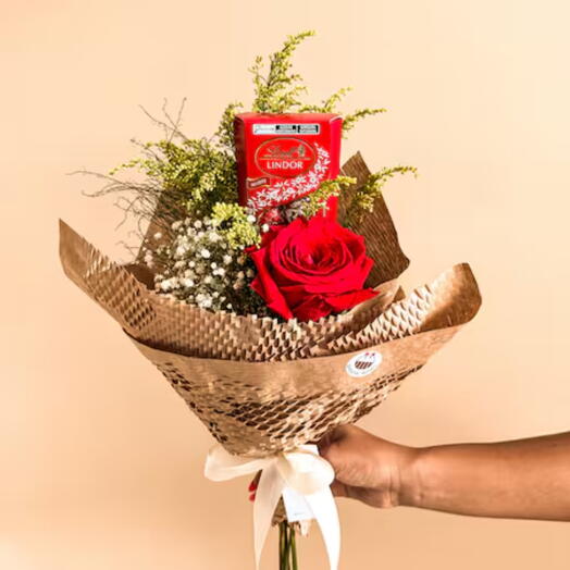 Rosa Vermelha Colombiana e Chocolate Lindt