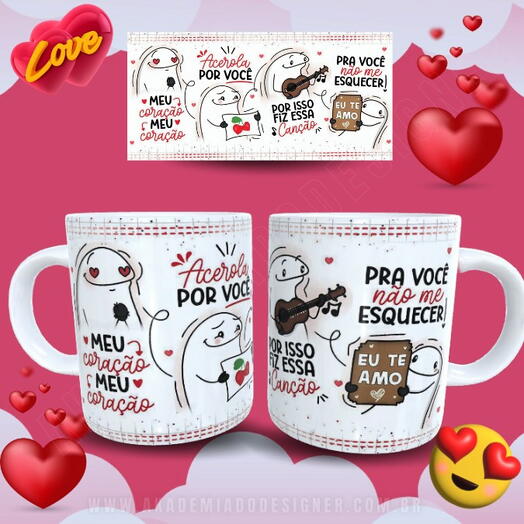 Caneca Flork - Meu Coração, Meu Coração Acerola Por Você