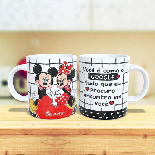 Caneca Mickey e Minnie - Você e como o Google