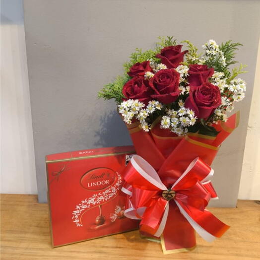 Combo Luxo Rosas Vermelhas + Lindt Lindor112g